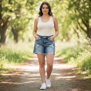 Judy Blue Distressed Raw Hem Shorts Size Medium